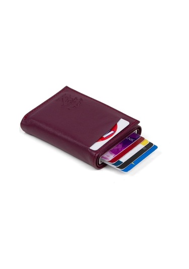 Tuldar Erkek Rfıd Otomatik Çekim Koruyucu Mekanizmalı Kağıt Para Bölmeli Hediyelik Kartlık Cüzdan Tul605 - Mor