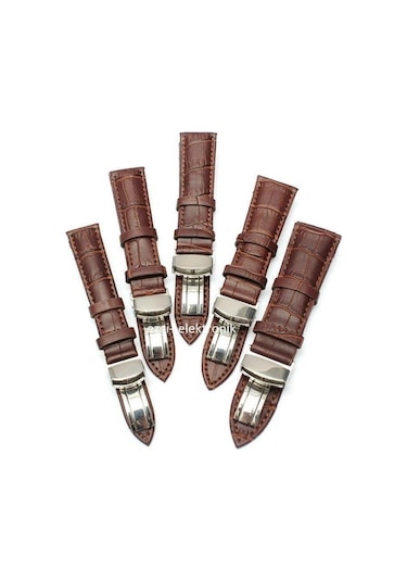 Bizon Deri Saat Kayışı 20Mm Spor Kahverengi Klipsli Saat Kordonu (305768342)