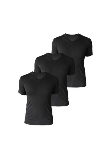 Josejuan 3'lü Erkek Atlet V Yaka Yarım Kollu Suprem %100 Pamuk 3307-3'lü Siyah