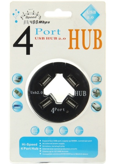 4 Bağlantı Noktası Usb Hub 2.0 Toz Kupası Siyah İle Usb Ayırıcı Adaptörü