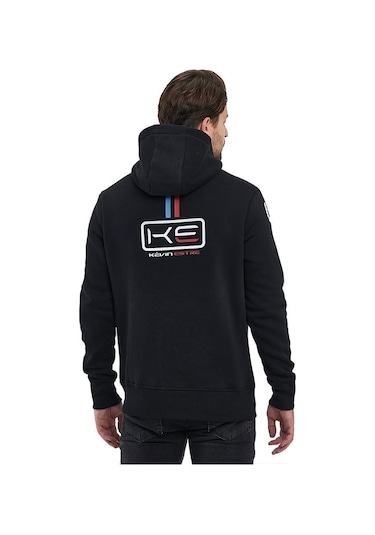 Adams Siyah Kapüşonlu Mavi/kırmızı Baskılı Kanguru Cepli Sweatshirt Siyah