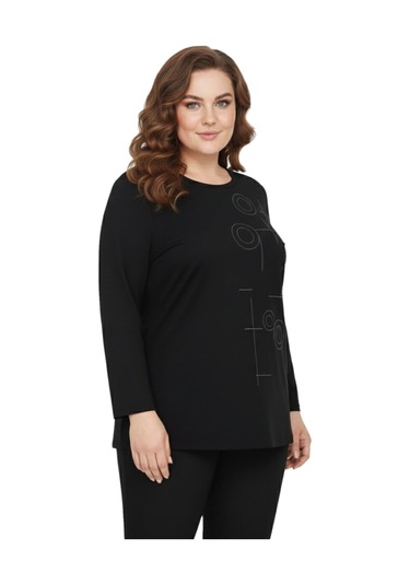Wearon Kadın Siyah Sıfır Yaka Taşlı Bluz Bgl-st05154 Siyah