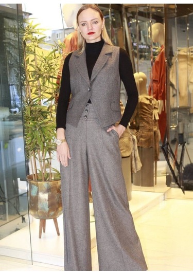 Kadın Flanel Yelek Frn8100 Gri