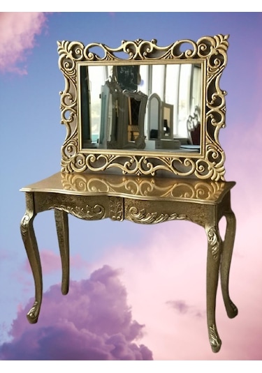 Dresuar Aslan Ayak Model Kayın Torna Parlak Gold Lake Çekmece Ayna Lüx Oyma Gold Dresuar Aslan Ayak Model Kayın Torna Parlak Gold Lake Çekmece Ayna Lüx Oyma Gold