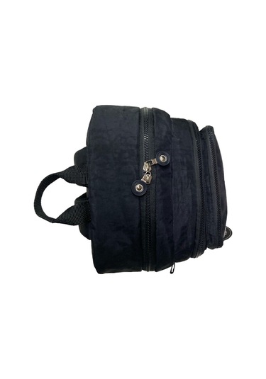 Kaliteli Su Geçirmez Astarlı Krinkıl Kumaş Unisex İki Gözlü Okul Spor Seyahat Sırt Çantası 28x38 Cm Siyah