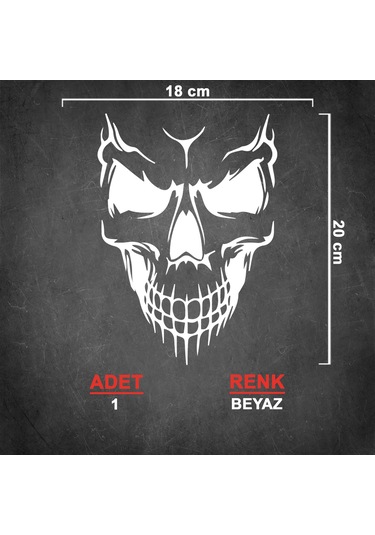 Kuru Kafa Sticker Model 1 - Oto Sticker - Araba Sticker - Araç Sticker - 18cm X 20cm - Beyaz