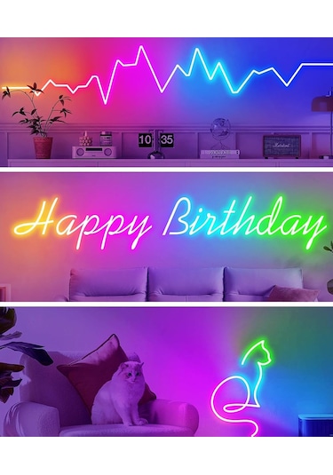 Usb Neon Rgb Piksel Şerit Led - Animasyonlu - Sese Duyarlı - 5 Metre Mobil Aplikasyon - Kumandalı 5 METRE