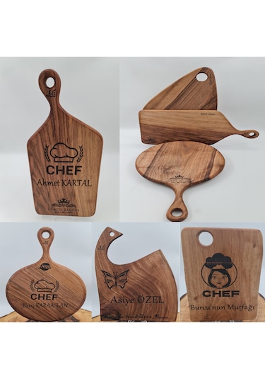 Sunum ve Kesim Tahtası Ceviz Ağacı Damla 40X23 CM Kişiye Özel Tas