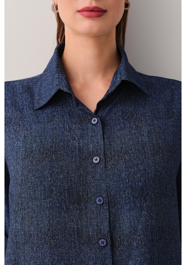 Suwen Denim Plaj Gömleği Sba25700484 Denim Çok Renkli