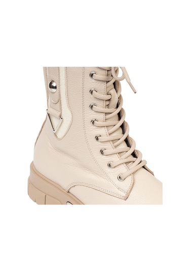 Greyder 72057 Kadın Bej Hakiki Deri Military Bot -114-bej Bej