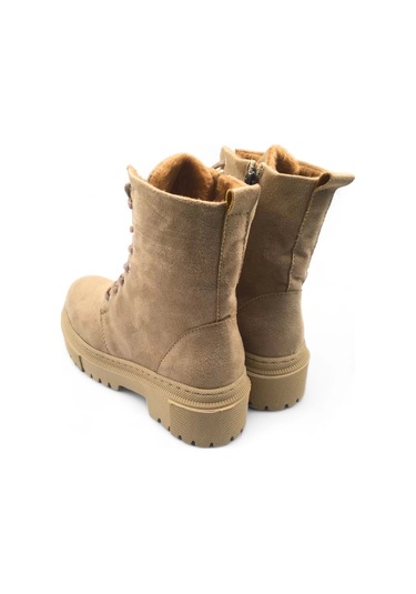 Kayles Bej Süet Rahat Kadın Bağcıklı Bot Bej