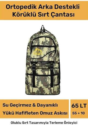 Ortopedik Su Geçirmez Konfor Modeli Fermuarlı Büyük Boy Çok Gözlü Bölmeli Kamp Outdoor Sırt Çantası Çok Renkli
