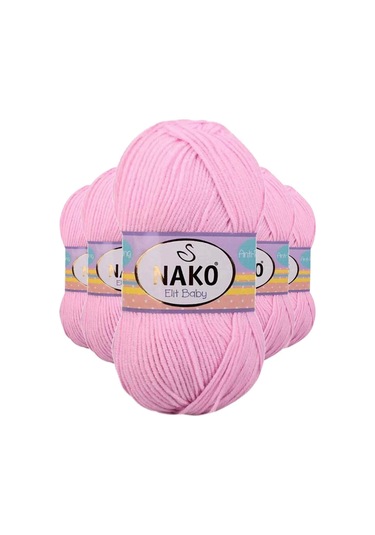 5 Adet Elite Baby El Örgü İpi Tüylenmeyen Bebek Yünü Açık Pembe 6936