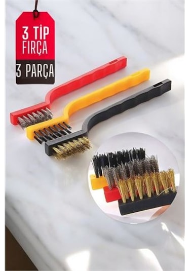 Modacar Mutfak Fırça Seti 3 Değişik Uçlu Çok Renkli