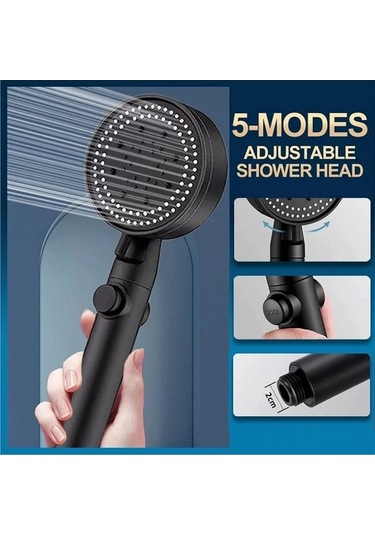 Xianwen Geeroyoo 5 Modlu Yüksek Basınçlı Duş Başlığı - Su Siyah