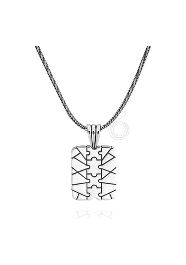 925 Ayar Gümüş Yapboz Tasarım Erkek Kolye Gümüş