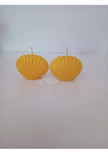 2'li Sarı Mini İstiridye Deniz Kabuğu 1. Kalite Doğal Kokulu Mum