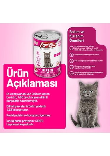 Energy Tavuklu Yavru Yaş Kedi Maması 400 G - 12 Adet