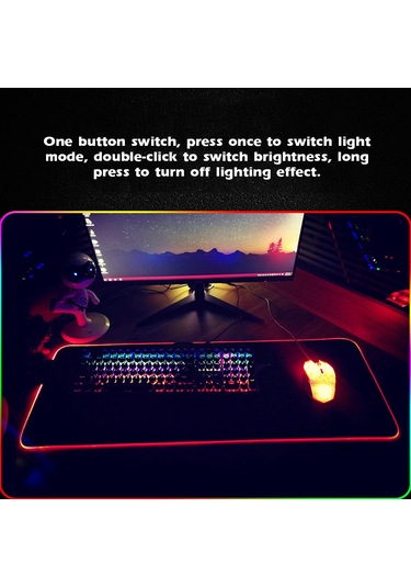 Geeksen Rgb Işıklı Mouse Pad, Çeşitli Işık Modları, Kauçuk Kaymaz Alt, Ofis Ve Espor İçin, 300x350x3mm Büyük Boyut