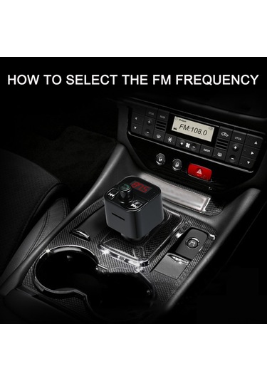 Tenfowee Araç Fm Verici, Bluetooth 5.0 İle Müzik Çalar,免提 Arama Ve Çift Usb Şarj Cihazı - Siyah