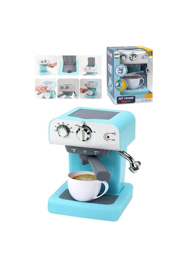 Pilli Işıklı Sesli Mutfak Oyuncağı Gerçekçi Buhar Özellikli Eğitici Espresso Makinesi