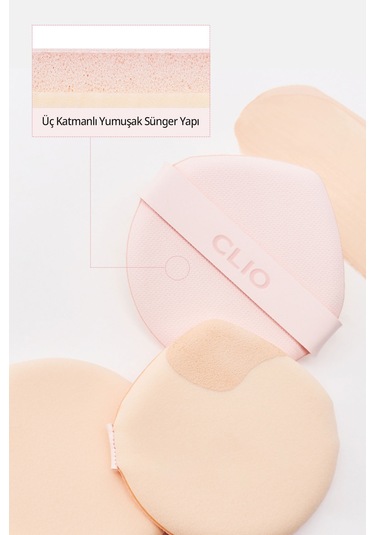 Damla Şekilli, Detaylı Uygulama Sunan Sünger Puf Clıo Kill Cover Cushion Puff Pink 3adet