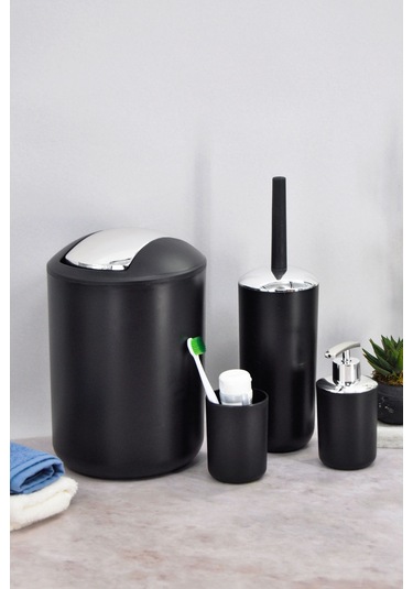 Banyo Aksesuar Seti, Çöp Kovası Seti Siyah