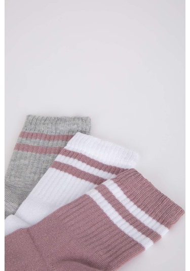 DeFacto Kız Çocuk 3'lü Pamuklu Uzun Çorap -  Y4997A6NSKR1