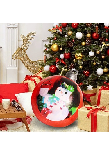 Hfambition Kış Mevsimi Dekorasyon Balonu 60cm Dış Mekan Pvc Şekerpare Desenli Hava Toyu - Mavi Kar Tanesi Çok Renkli