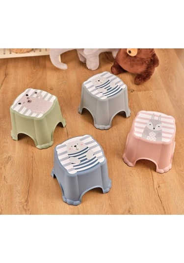 Flosoft Kaydırmaz Çocuk Taburesi, Figürlü Çocuk Banyo Lavabo Klozet Taburesi Çok Renkli