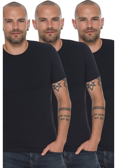 Üçlü Set T8569 Dewberry Bisiklet Yaka Erkek T-shırt-lacivert-lacivert-lacivert Lacivert-lacivert-lacivert