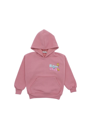 Kız Çocuk Sweatshirt Kapüşonlu Gül Kurusu