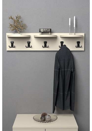 Askılık Duvar Elbise Askılığı Portmanto 80 Cm Krem Diğer