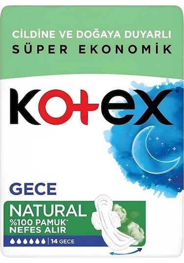 Kotex Natural Gece Hijyenik Ped 14'lü 12 Adet