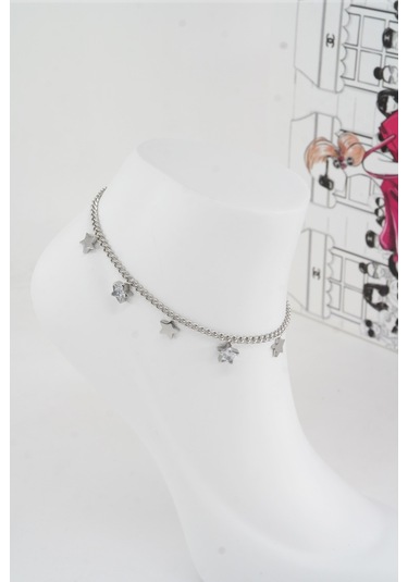 Kadın 316 L Kararmaz Anti Alerjenik Çelik Halhal Zy00011 - Gümüş