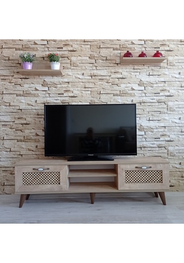 Mobilya Sepeti (Ms 50) Tv Ünitesi Dolabı,Raflı,Seperatörlü Meşe