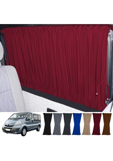 Pandami Opel Vivaro A 2001-2014 Uyumlu Bordo Raylı Oto Perde Takımı