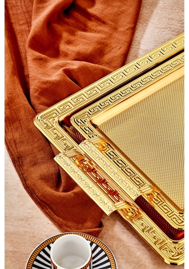 Cooker Özel Lüx Kare Paslanmaz Çelik Gold Tepsi Büyük Boy 100x120 Cm Altın