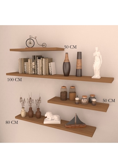 Rafkestir 4 Lü Raf Set ( 100 - 80 - 50 - 50 ) Beyaz ( Parlak )