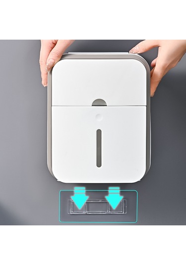 Skycity Banyo Tuvalet Kağıdı Kutusu, Su Geçirmez Duvar Tipi, Delme Yok Kurulum, Çok Amaçlı Malzeme Depolama Rakımı, Gri+yeşil 2 Adet Diğer