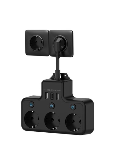 2 Adet Üç Priz Bağımsız Anahtar 3 Soket Ve 3 Usb Şarj