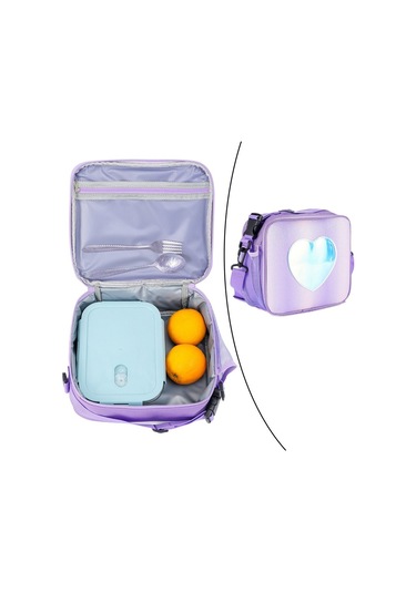 Dinosaurs Yalıtımlı Öğle Yemeği Çantası Organizatör Piknik Depolama Tote Çanta Açık Mor Açık Mor Altın
