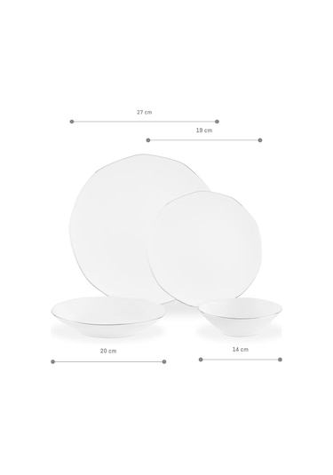 Madame Coco Collin 6 Kişilik 24 Parça Yemek Takımı - Beyaz/silver Çok Renkli