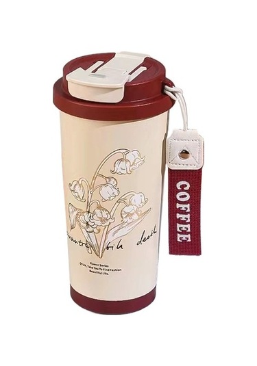 Çift Katmanlı Vadideki Zambak Kahve Fincanı, Yüksek Görünümlü, Yaratıcı Öğrenci Ikili Içme Fincanı Gcx3yb Kırmızı