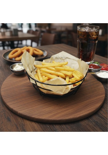 Tekmarked Metal Sosluklu Hamburger Ve Patates Kızartması Sunum Sepeti Siyah