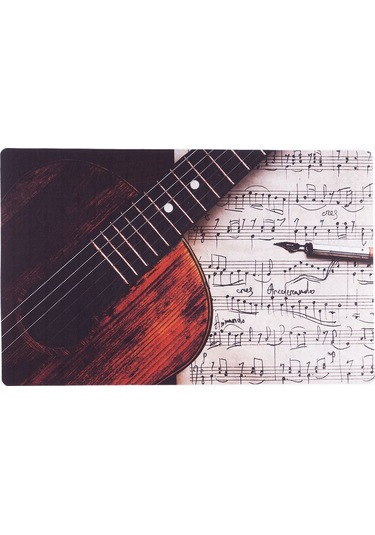 Gitar Ve Notalar Desenli Kauçuk Kapı Önü Paspası
