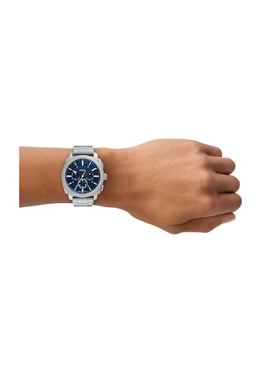 Fossil Ffs6096 Quartz Çelik Gri Mavi Kadran 44 Mm Erkek Kol Saati Gri