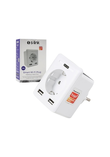 S-link Swapp SL-04 10A 2 USB 2.4 Ghz Wifi Tuya Destekli Akım Korumalı Akıllı Priz