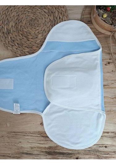 Yenidoğan Mutlu Fil Ailesi Nakışlı Çıt Çıt Kapamalı Bebek Kundak Ekru-mavi Ekru-Mavi