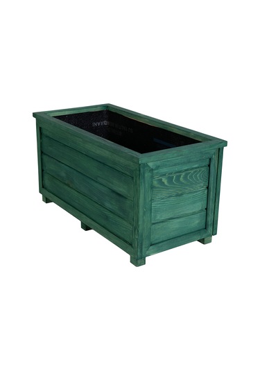 Kaf Ahşap Dekoratif Ahşap Saksı - Uzun / Zümrüt Yeşili